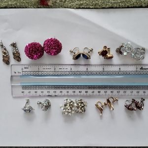 9 Pairs Vintage Costume Jewelry Earring Lot